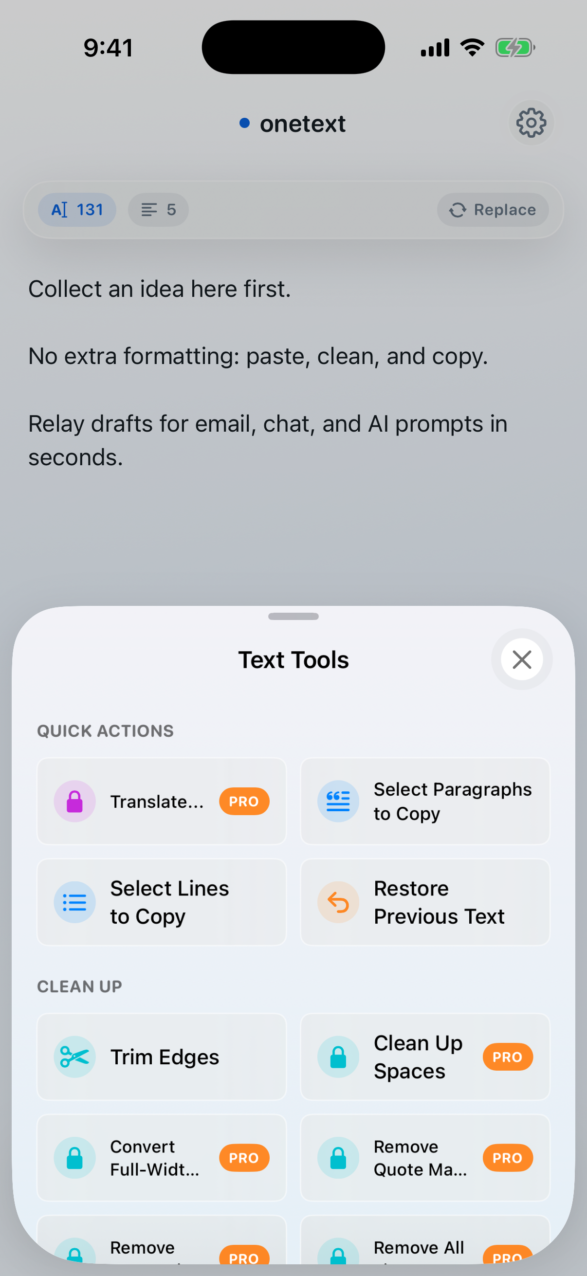onetext Clean up text with one tap