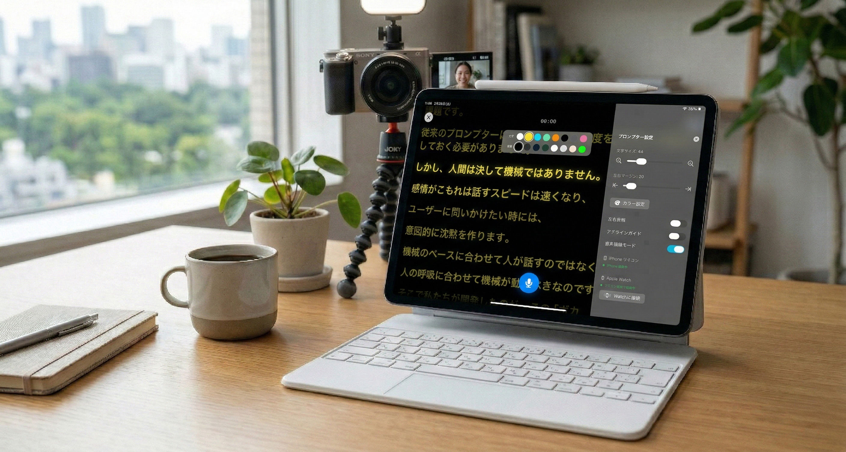 VocaPrompterの音声追従プロンプターと台本表示機能を紹介する画面